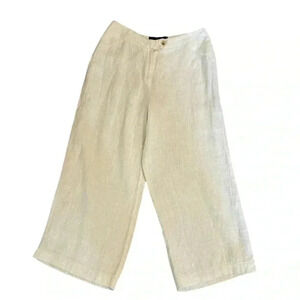 Harve Benard linen cropped wide leg pants ivory size 8 vintage so fits size 6